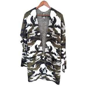 Venus Camo Print Cardigan Cozy‎ Gorpcore Winter lagenlook Sweater L Boho Army